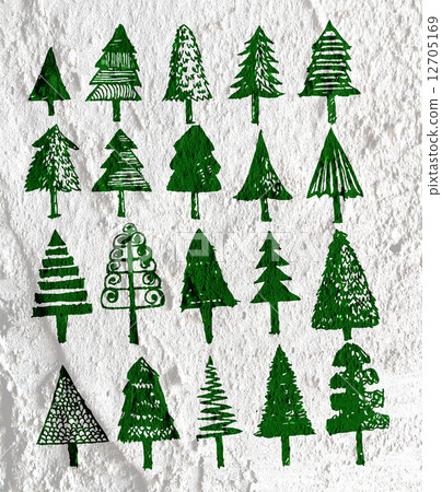 trees with leaves in silhouettes on wall texture background de trees with leaves in silhouettes on wall texture background de 12705169