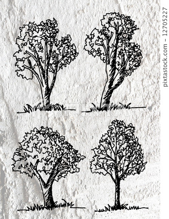 trees with leaves in silhouettes on wall texture background d trees with leaves in silhouettes on wall texture background d 12705227