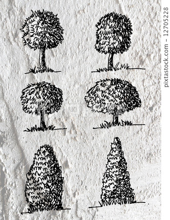 trees with leaves in silhouettes on wall texture background d trees with leaves in silhouettes on wall texture background d 12705228