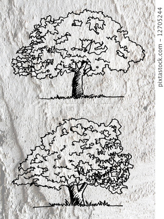 trees with leaves in silhouettes on wall texture background d trees with leaves in silhouettes on wall texture background d 12705244