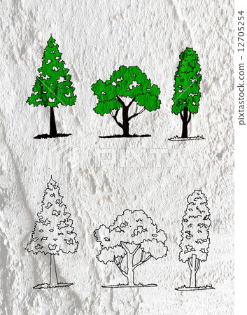 trees with leaves in silhouettes on wall texture background d trees with leaves in silhouettes on wall texture background d 12705254