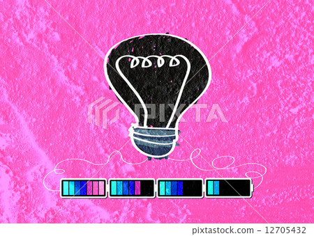 Light bulb with Charging Battery Power Idea on wall texture back 12705432