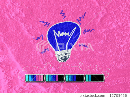 Light bulb with Charging Battery Power Idea on wall texture back 12705436