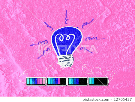 Light bulb with Charging Battery Power Idea on wall texture back 12705437