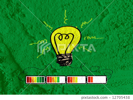 Light bulb with Charging Battery Power Idea on wall texture back 12705438