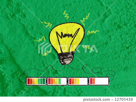 Light bulb with Charging Battery Power Idea on wall texture back Light bulb with Charging Battery Power Idea on wall texture back 12705439