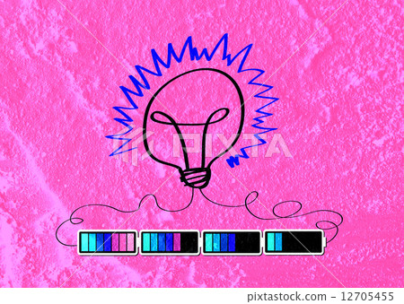 Light bulb with Charging Battery Power Idea on wall texture back 12705455