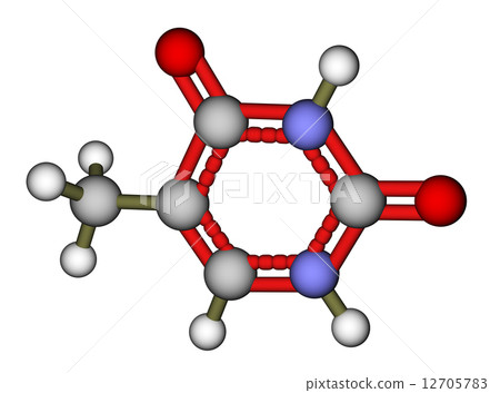 Nucleobase thymine balls and sticks molecular model Nucleobase thymine balls and sticks molecular model 12705783