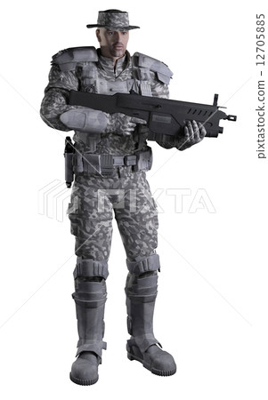 Futuristic Marine Ranger in Urban Camouflage, Standing Futuristic Marine Ranger in Urban Camouflage, Standing 12705885