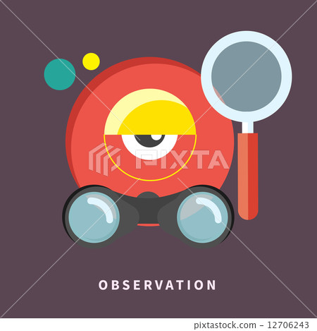 Icon in flat design for observation and monitoring 12706243