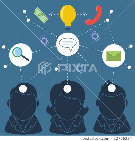 Teamwork concept with business people silhouettes 12706284