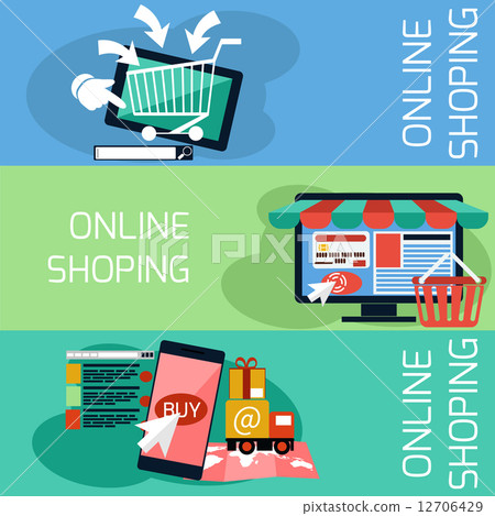 Internet shopping concept monitor with awning Internet shopping concept monitor with awning 12706429