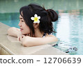 Portrait of beautiful smiling girl in a swimming pool 12706639