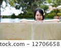 Portrait of beautiful smiling girl in a swimming pool 12706658