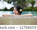 Portrait of beautiful smiling girl in a swimming pool 12706659