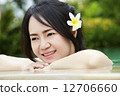 Portrait of beautiful smiling girl in a swimming pool 12706660