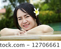 Portrait of beautiful smiling girl in a swimming pool 12706661
