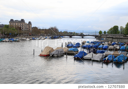Limmat river in dusk, Zurich, Switzerland Limmat river in dusk, Zurich, Switzerland 12707880