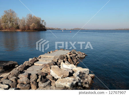 Autumn landscape with Dnieper river, Kiev 12707907
