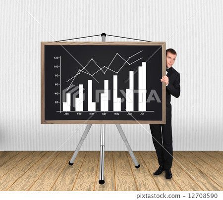 man and chart on blackboard man and chart on blackboard 12708590