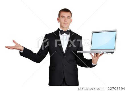 businessman holding laptop 12708594