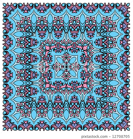 Squared background - ornamental floral pattern. Design for banda 12708705