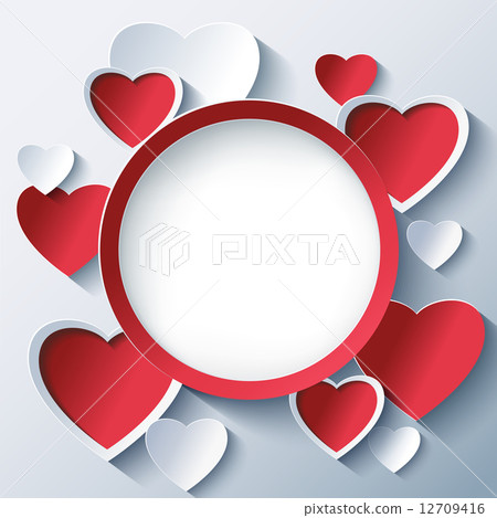 Valentines day background, frame with 3d hearts - Stock Illustration ...