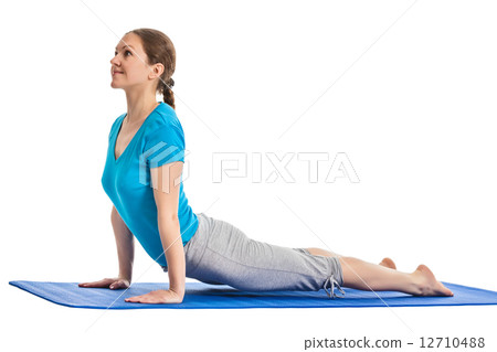 Yoga - young beautiful woman doing yoga asana excerise isolated 12710488