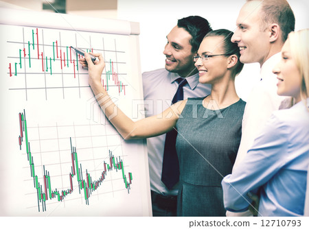 business team with flip board having discussion 12710793