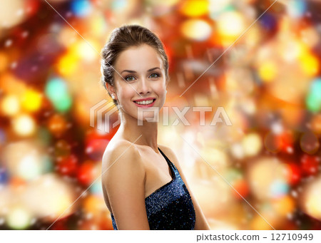 smiling woman in evening dress smiling woman in evening dress 12710949