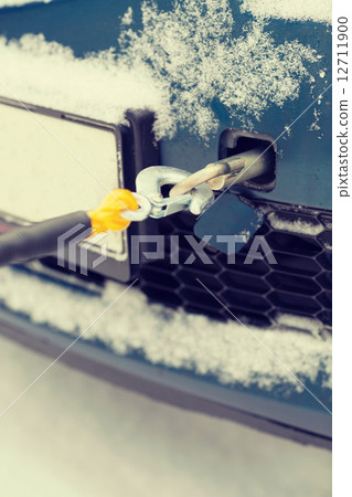 closeup of towed car with towing rope 12711900