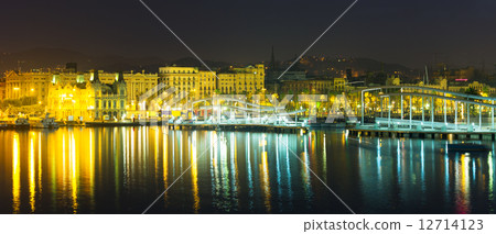 Port Vell at Barcelona in night 12714123