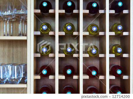 shelves with wine bottles 12714200