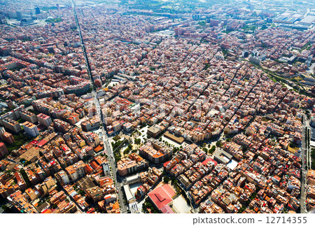 residential district from helicopter. Barcelona residential district from helicopter. Barcelona 12714355