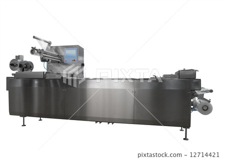 Stainless steel automatical packing machine isolated on white 12714421