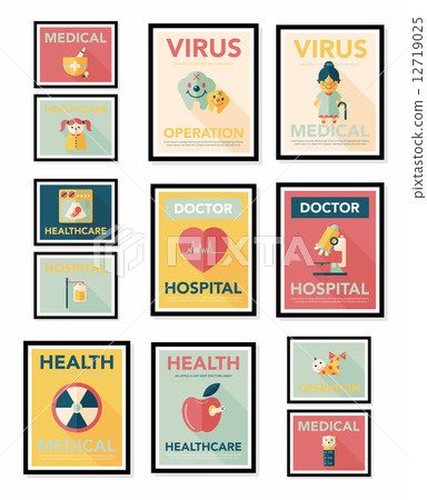 Hospital flat banner design flat background set, eps10 12719025