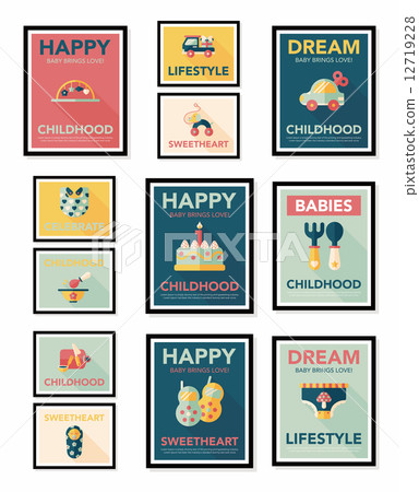 Baby Poster Flat Banner Design Flat Background Stock