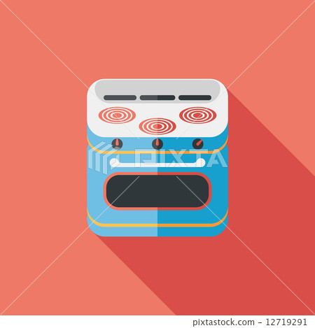 kitchenware gas stove with oven flat icon with long shadow,eps10 kitchenware gas stove with oven flat icon with long shadow,eps10 12719291
