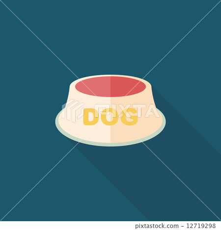 Pet dog bowl flat icon with long shadow,eps10 12719298