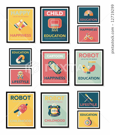 Toy poster flat banner design flat background set, eps10 12719299