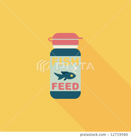 Pet fish feed flat icon with long shadow, eps10 Pet fish feed flat icon with long shadow, eps10 12719560