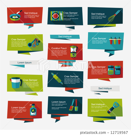 Kitchenware flat banner background set, eps10 Kitchenware flat banner background set, eps10 12719567