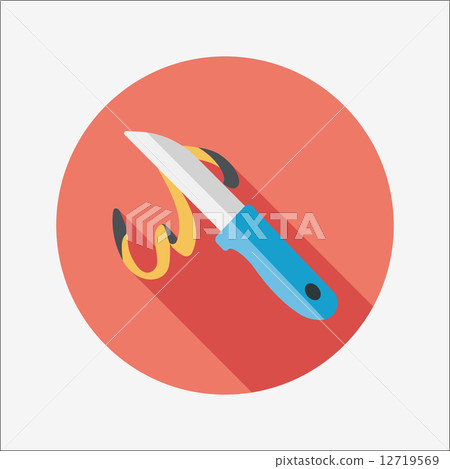kitchenware fruit knife flat icon with long shadow,eps10 12719569