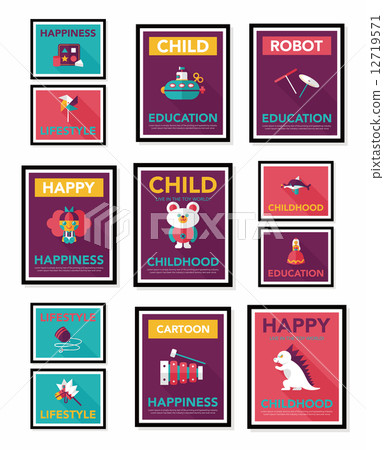 Toy poster flat banner design flat background set, eps10 Toy poster flat banner design flat background set, eps10 12719571