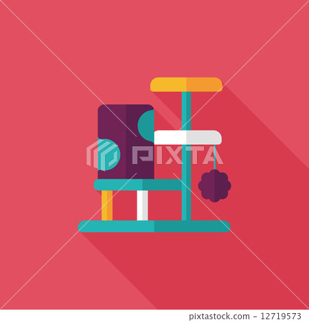 Pet cat tree flat icon with long shadow,eps10 12719573