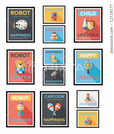 Toy poster flat banner design flat background set, eps10 12719577