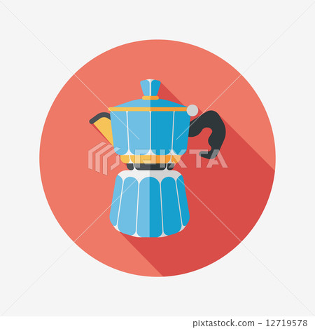 coffee kettle flat icon with long shadow,eps10 12719578