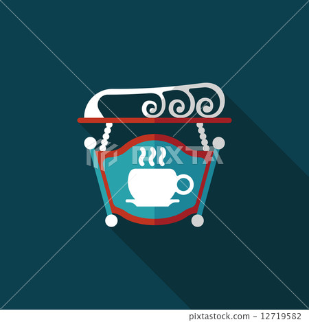 Coffee shop signs flat icon with long shadow,eps10 12719582