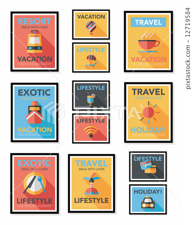 Travel poster banner design flat background set, eps10 Travel poster banner design flat background set, eps10 12719584