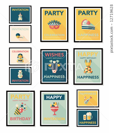 Birthday poster flat banner design flat background set, eps10 Birthday poster flat banner design flat background set, eps10 12719628